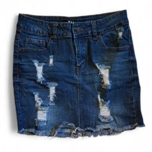 Distressed Denim Skirt